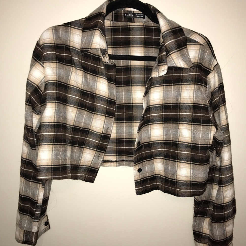 Brown cropped flannel